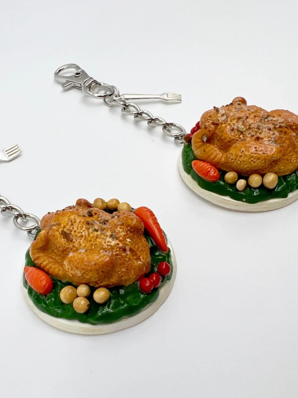 Thanksgiving Turkey Platter Keychain or Bag Clip | Handmade Mini Food Accessory